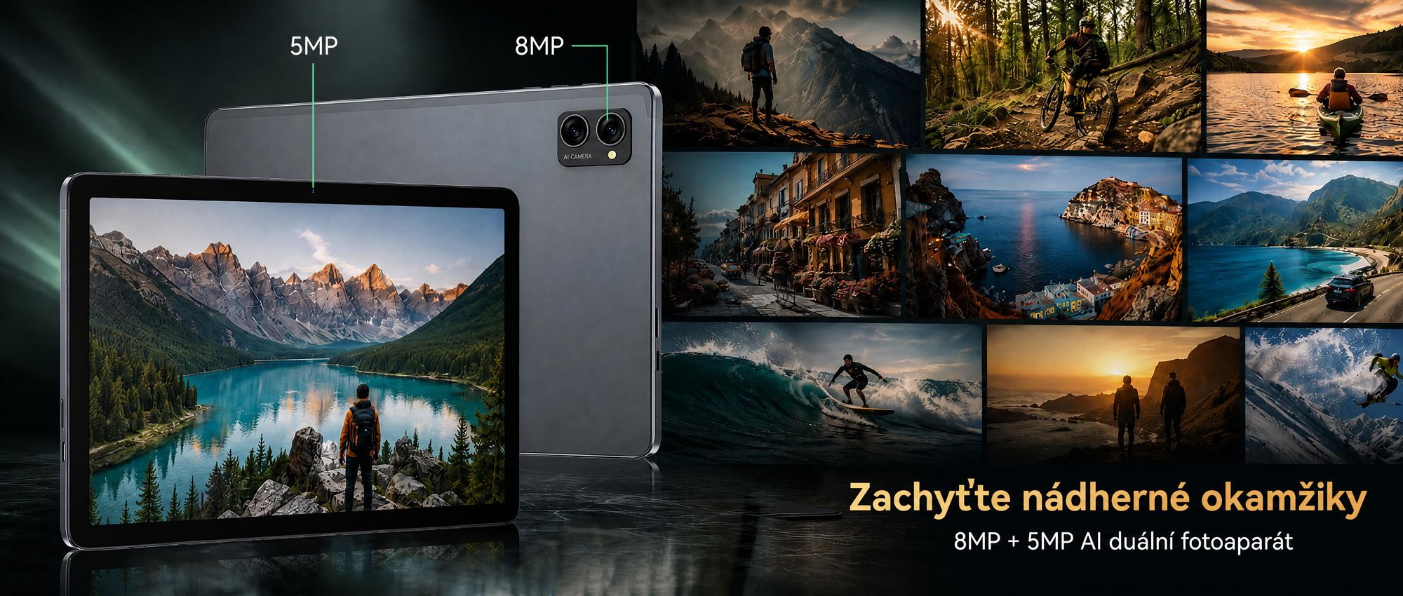 BESTTAB T20 10.1'' Android 16 Set Tablet, 24GB(8+16GB rozšiřitelná) RAM+256GB ROM(2TB TF), s krytem/perem/myší/klávesnicí, Widevine L1, 5G WiFi
