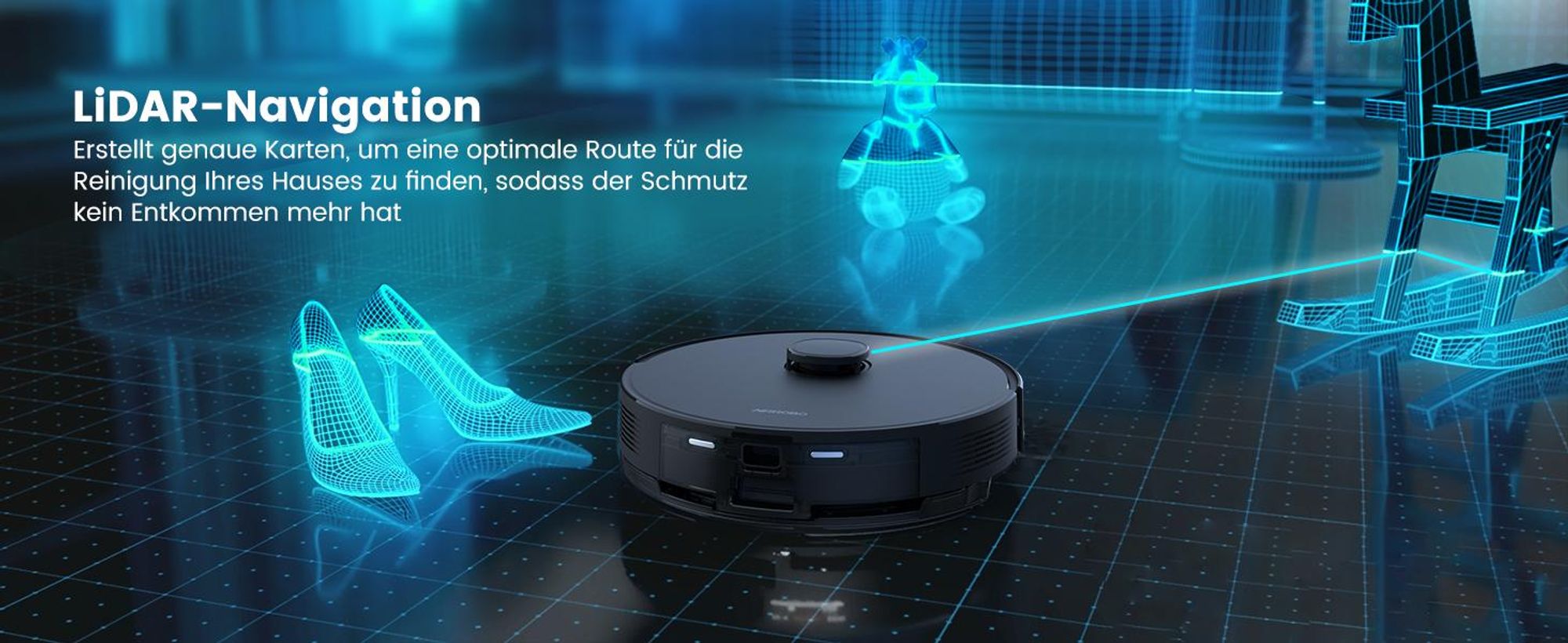 AIRROBO Saugroboter mit Absaugstation und Wischfunktion T20 Plus, Lasernavigation, 5500Pa Saugkraft, 3 in1 Staubsauger Roboter