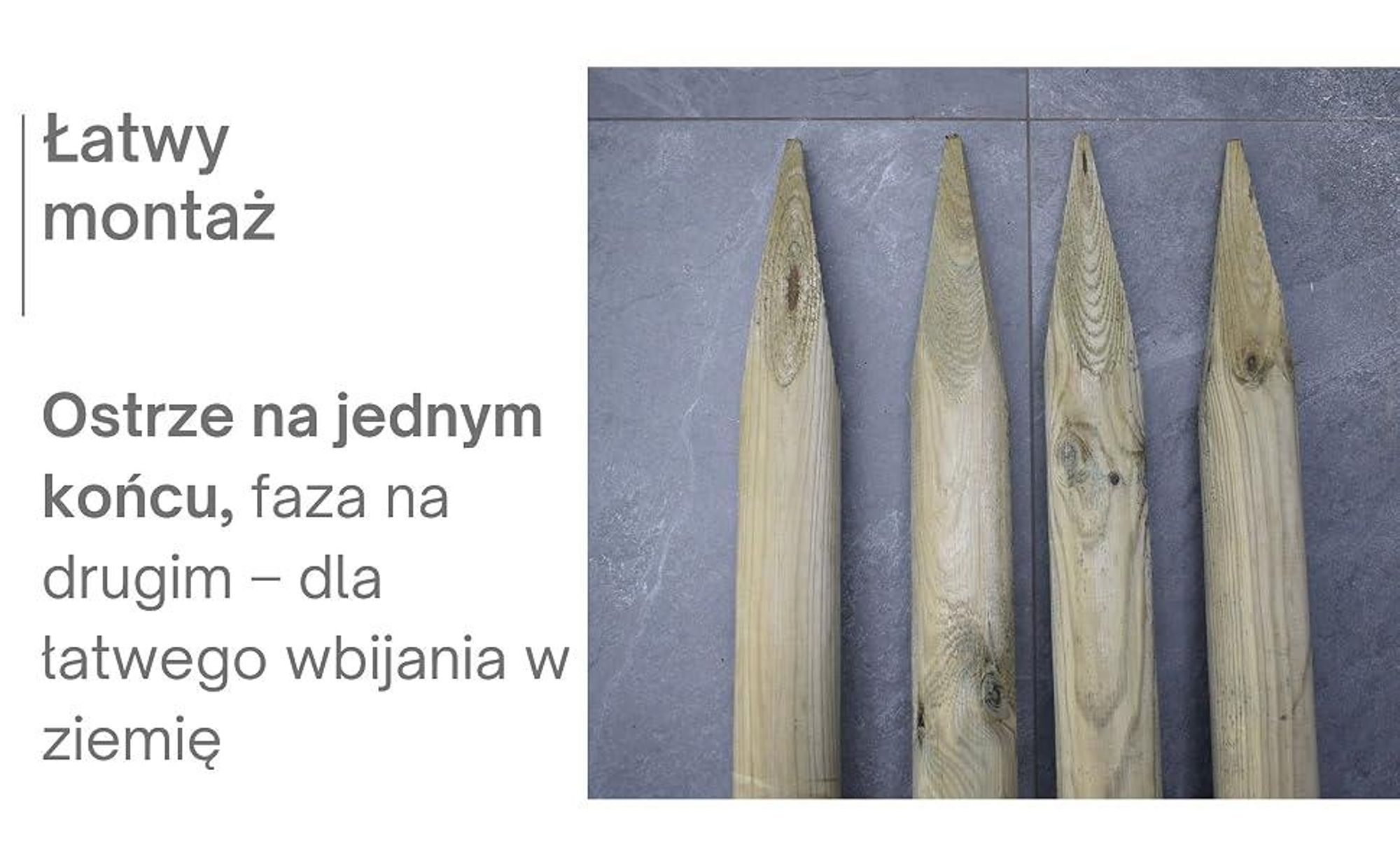 TIMBERMIK Palisada Drewniana Ø7 cm 240 cm 4 szt. Paliki Sosnowe do Drzew i Ogrodu Impregnowane Kolor Oliwkowo-zielony