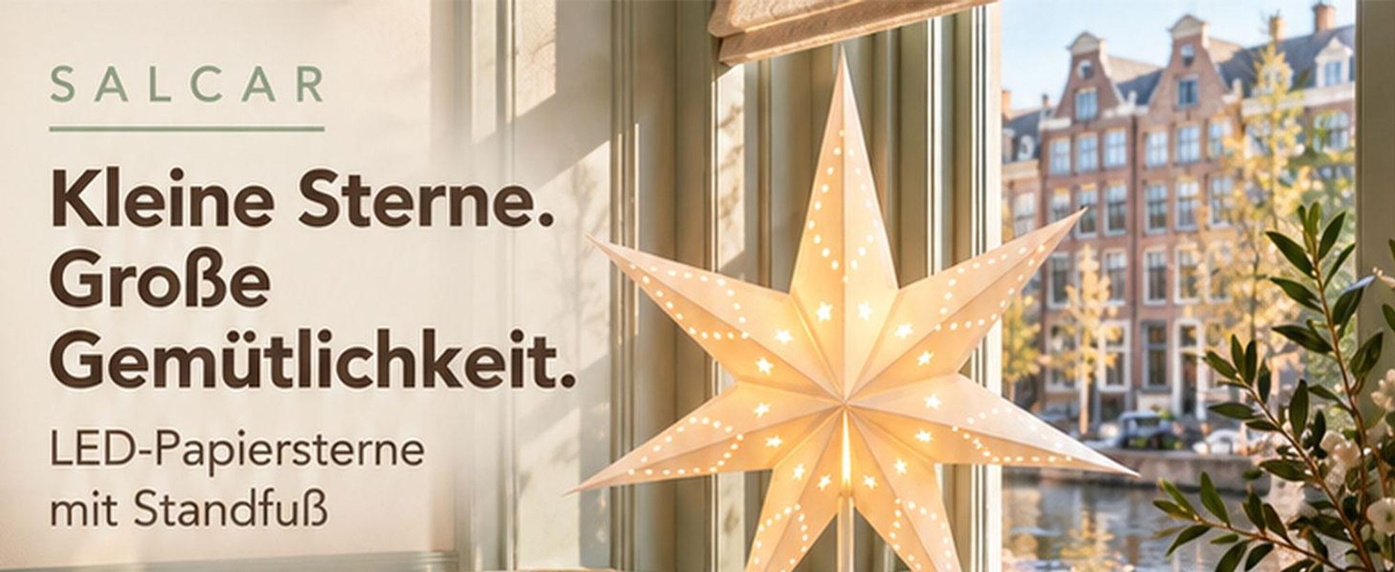 3D LED Papierstern 35 cm, Weihnachtsstern als Tischlampe, beleuchteter Stern für Fensterbank und Weihnachtsdeko