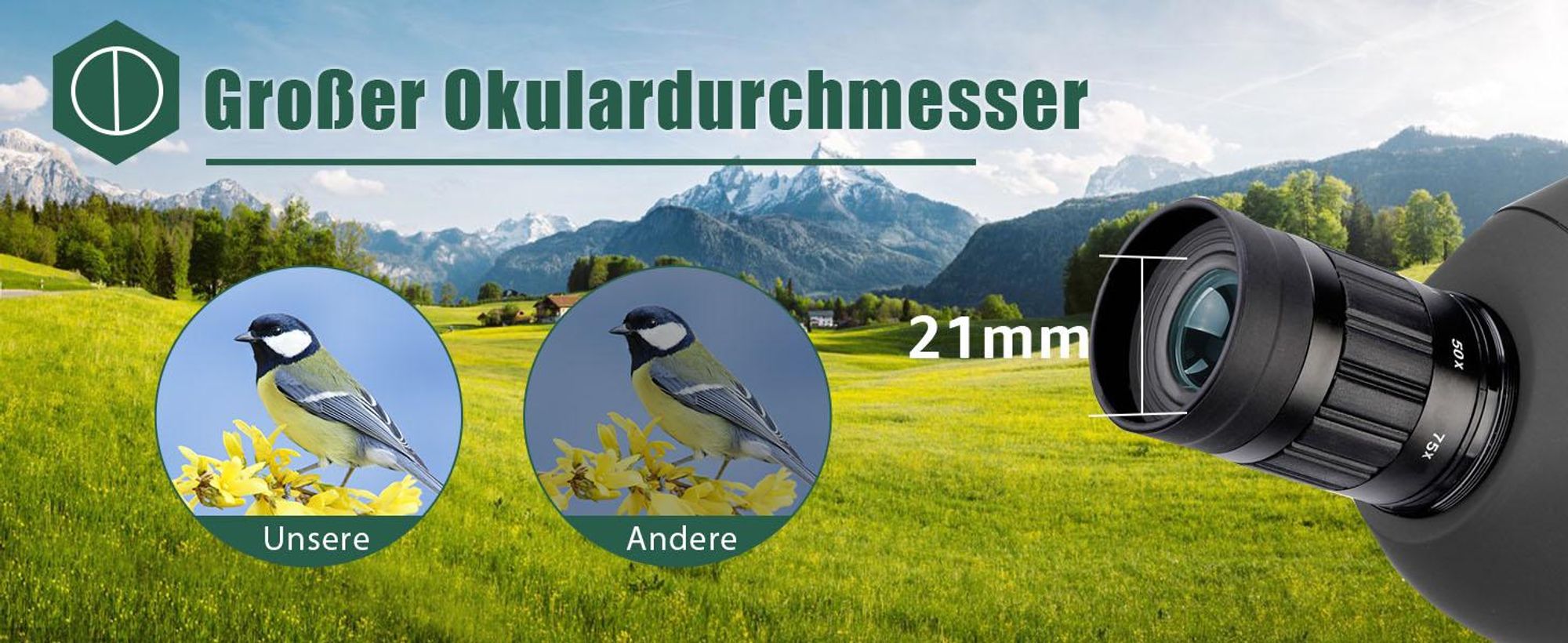 Svbony SV28 Spektiv Teleskop, 25-75x70mm, mit Stativ, BAK4 Prisma, FMC Objektiv, für Vogelbeobachtung Zielschießen Jagd, Monokulare Ferngläser Schwarz
