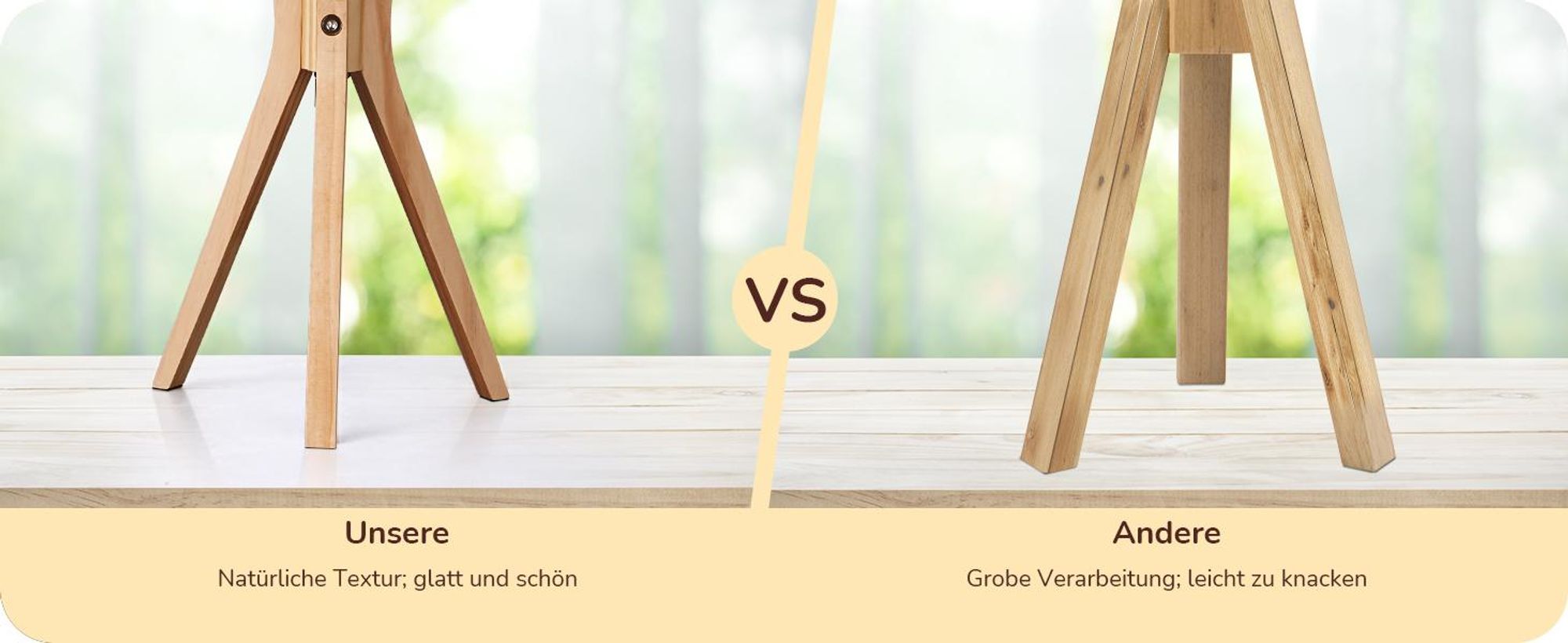 EDISHINE Nachttischlampe Holz, LED Tischlampe mit Leinen Lampenschirm, Beige