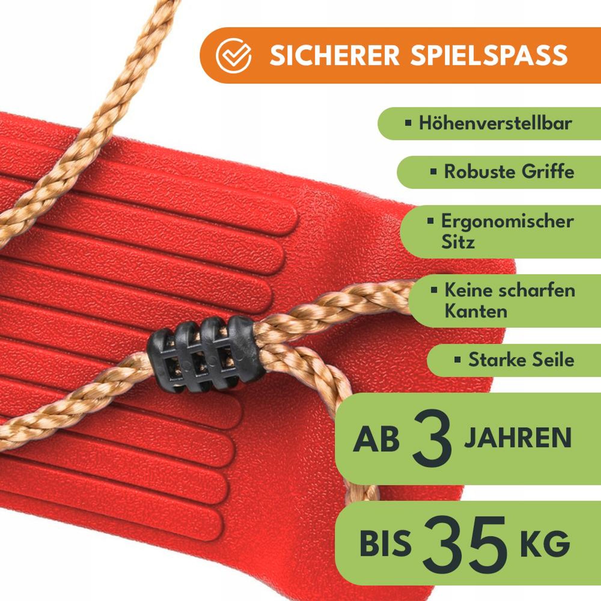 KRUMAD Kinderschaukel Outdoor Indoor, Babyschaukel, Schaukel, Tragkraft bis 35 kg, Höhenverstellbar, Babysitz für Kinderzimmer, Rot