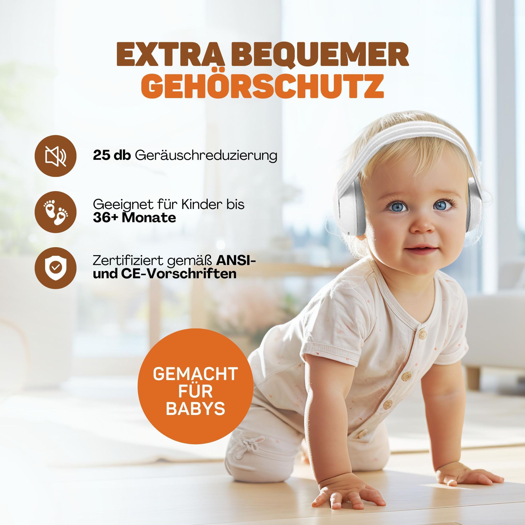 Vulpes Goods Gehörschutz für Kinder, Kapselgehörschutz, Lärmschutz Kopfhörer, Für Babys & Kleinkinder bis 36 Monate, Mit 3 Kopfbanden & Tasche