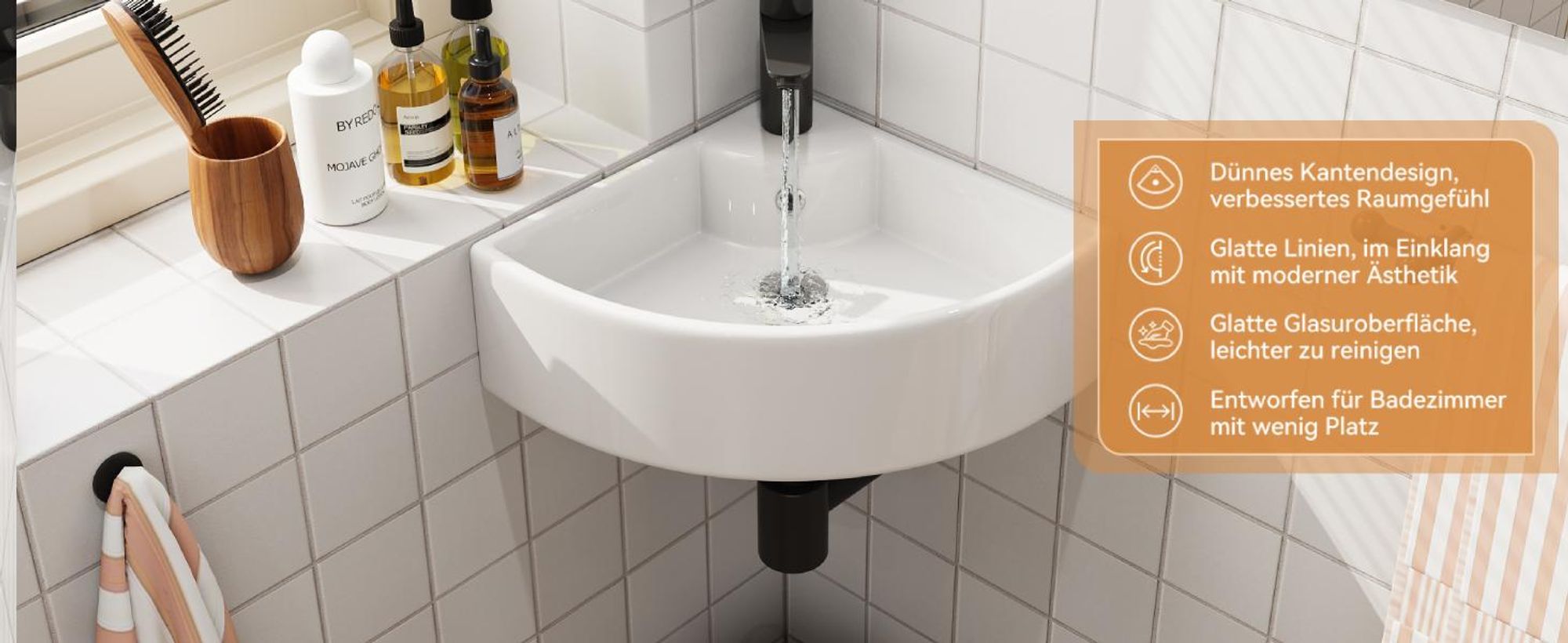 Waschbecken Waschtisch Badezimmer, Eckwaschbecken Keramik, Mini Waschbecken