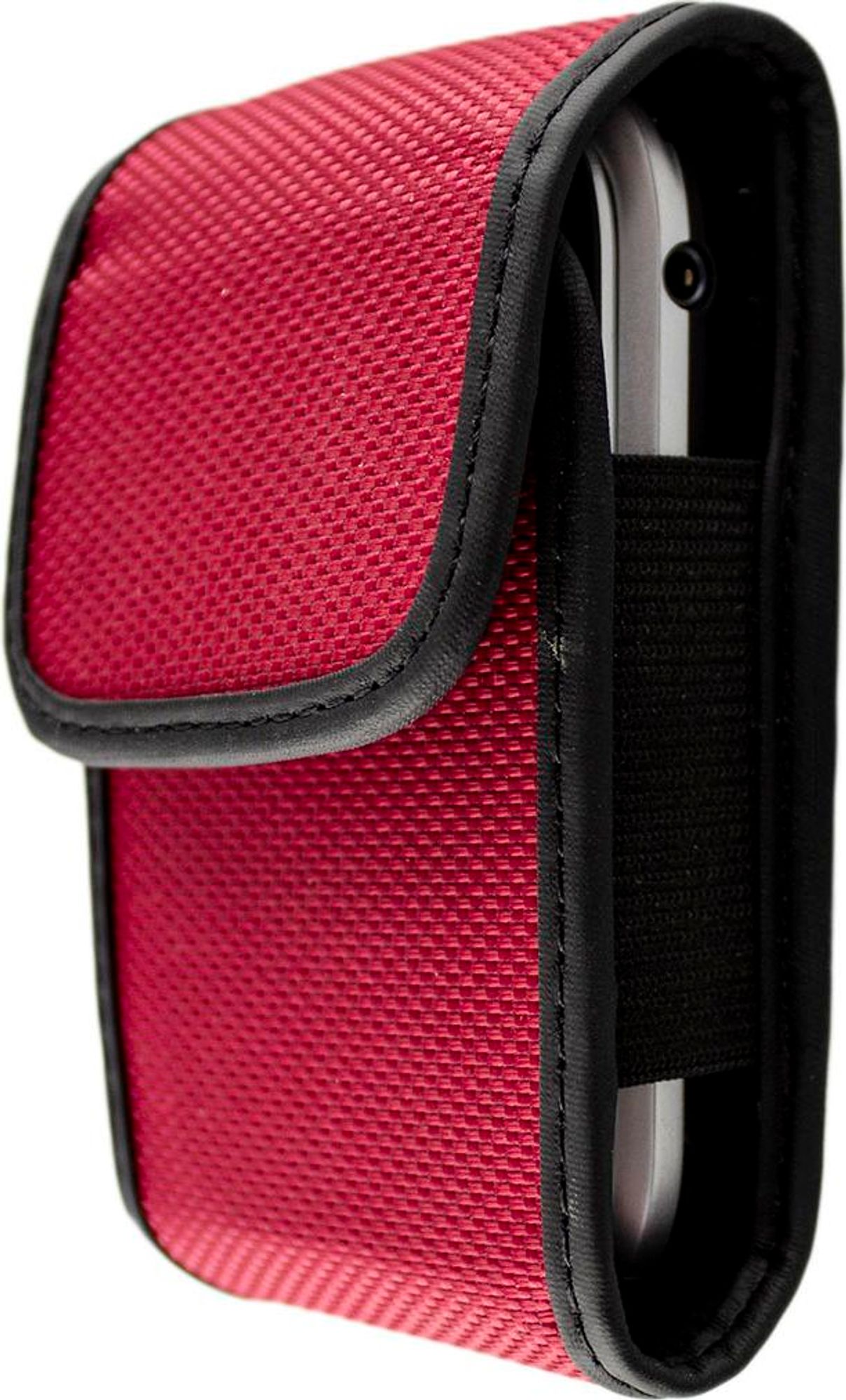 Hochwertige Nylon-Schutztasche für Doro Telefone, universell, mit Klettverschluss, Metall-Gürtelclip & Gummizug, Farbe schwarz Bild 2