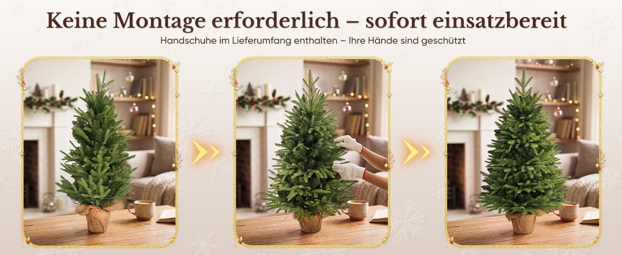 HOKEEPER Künstlicher Weihnachtsbaum 90 cm mit LED & grünen PVC-Nadeln