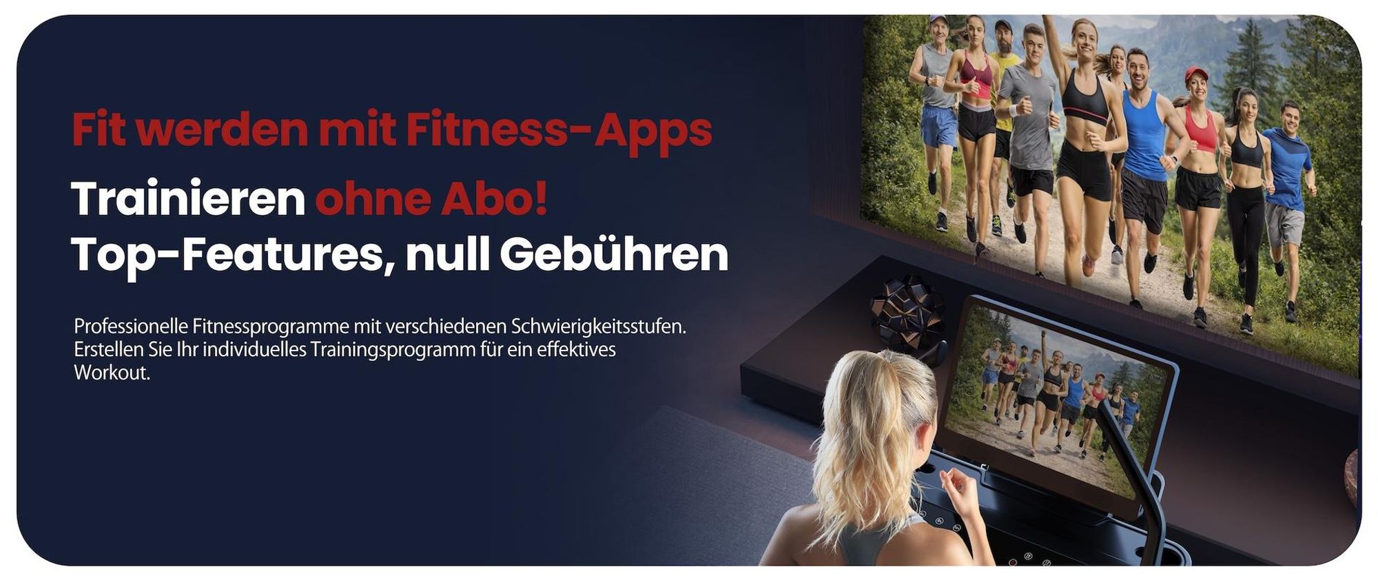 Laufband klappbar AsVIVA T30 Heimtrainer bis 20 km/h -6% bis 46% Steigung mit 21,5" Touchdisplay Bluetooth bis 150kg