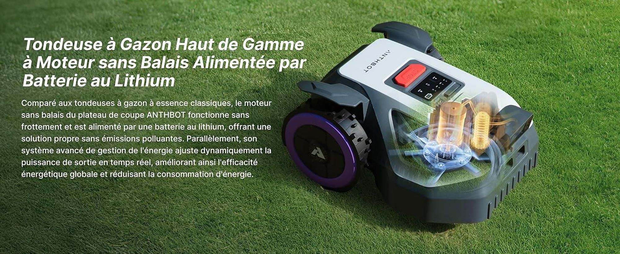 Robot tondeuse ANTHBOT M5 sans câble périphérique, avec garage premium, navigation RTK, caméra IA, jusqu'à 500 m², 3 mois de NRTK s