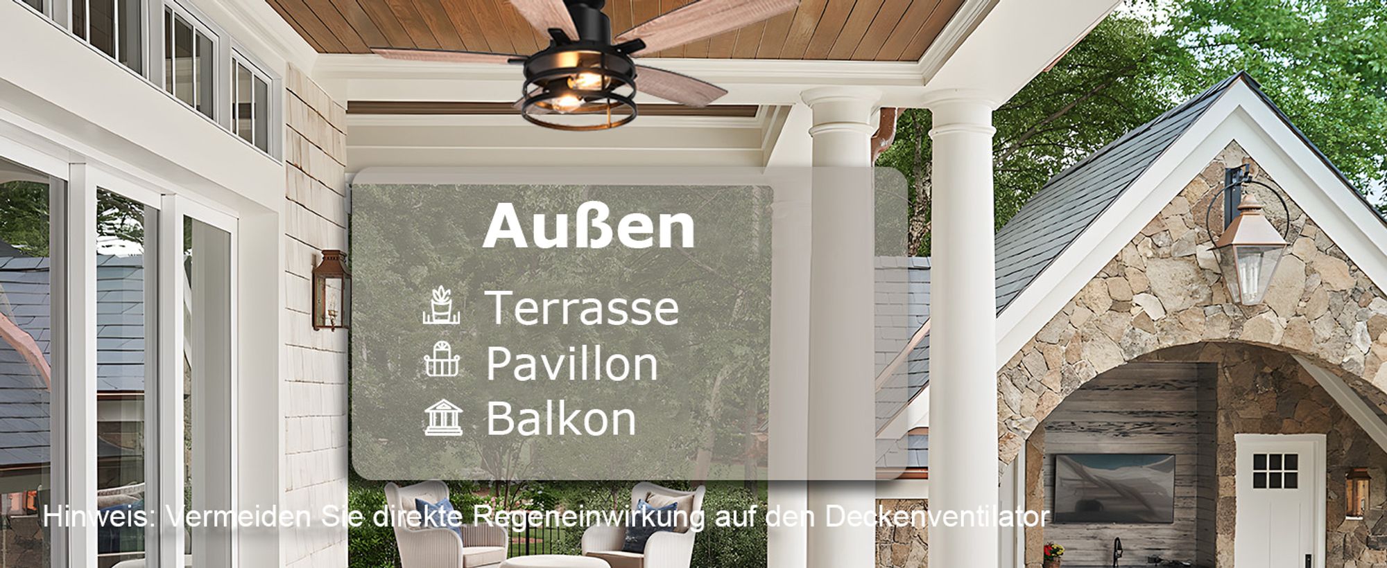 112cm Deckenventilator mit Beleuchtung und Fernbedienung, DC Motor, 2x E27 Glühbirnen, 6 Windgeschwindigkeit, Timer, für Wohnzimmer Küche Esszim