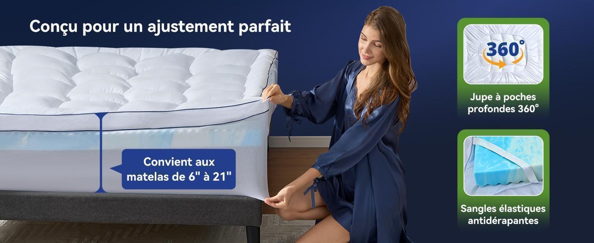 Niceluck-Niceplus Surmatelas 180 x 200 cm, ergonomique, 7 cm d'épaisseur, Mousse viscoélastique, Surmatelas confortable pour le lit