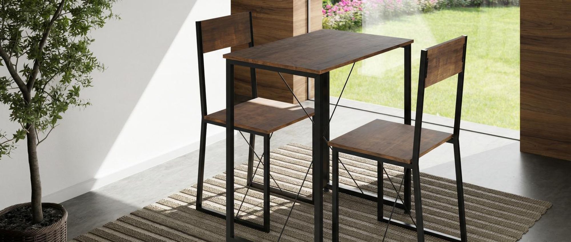 tectake® Sitzgruppe Margate 3-teilig Industrial Style