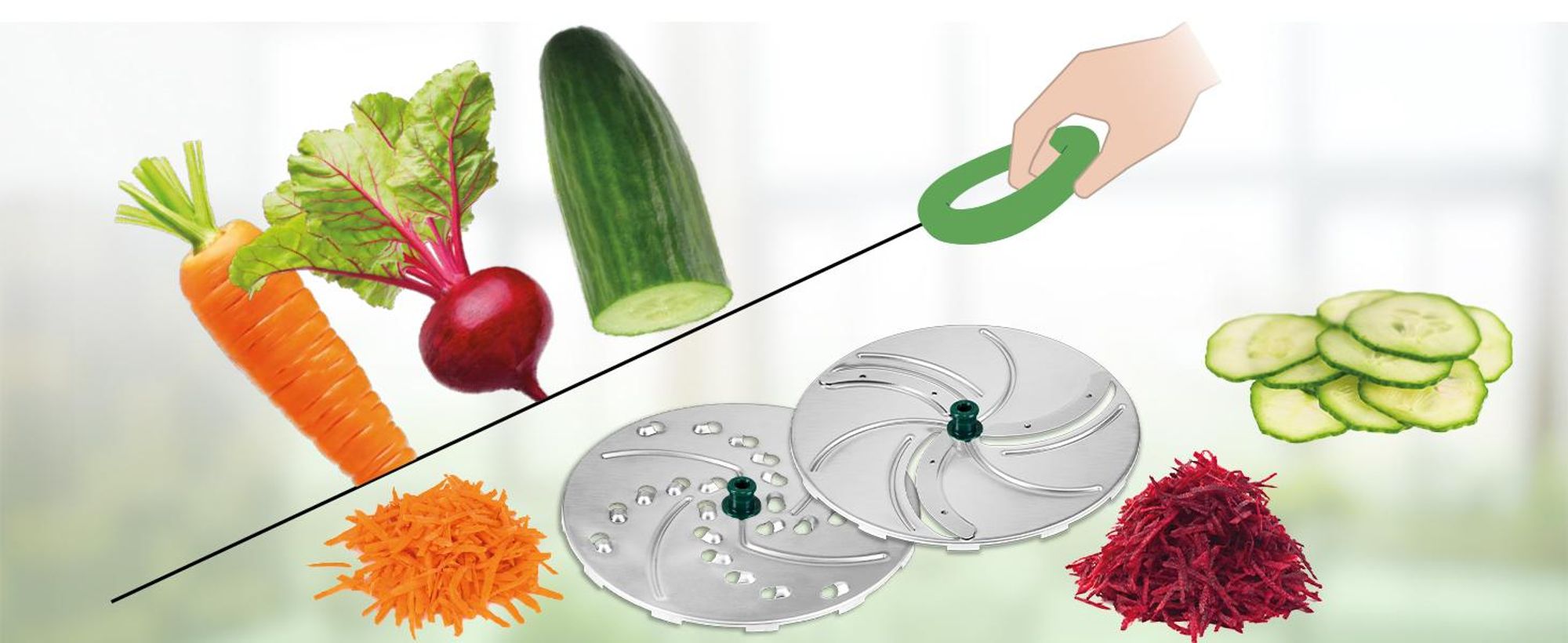 Nicer Dicer Pegasus, Set 14-tlg., grün
