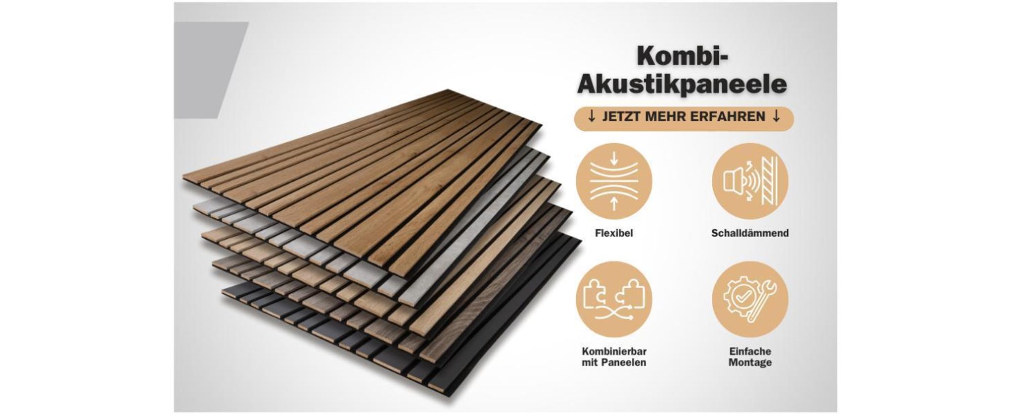 HEXIM Akustikpaneele 278x60cm Holz Mila - flexible Holzpaneele Platten Wandpaneele Wanddeko Kombipaneel Wandverkleidung Schalldämmung Akustikfilz braun (1.67m² Pecan)