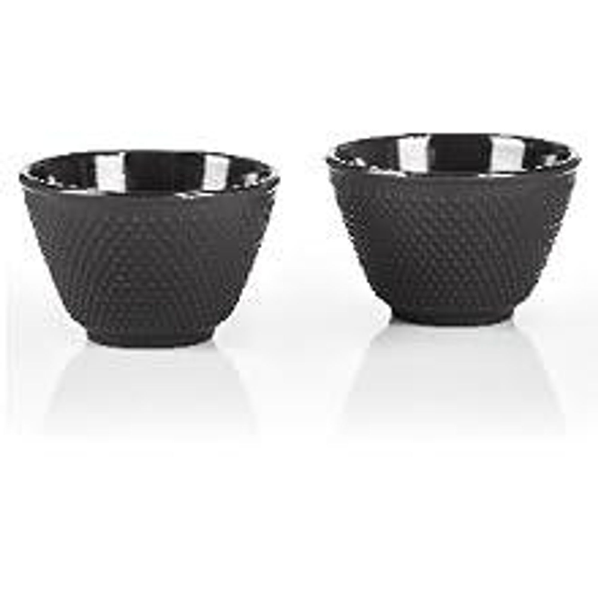 Dimono Asiatische Teekanne aus Gusseisen Schwarz | 1,3L Tee Set mit Stövchen, 2 Tassen & Sieb | Handgefertigt & Emaille-Beschichtung