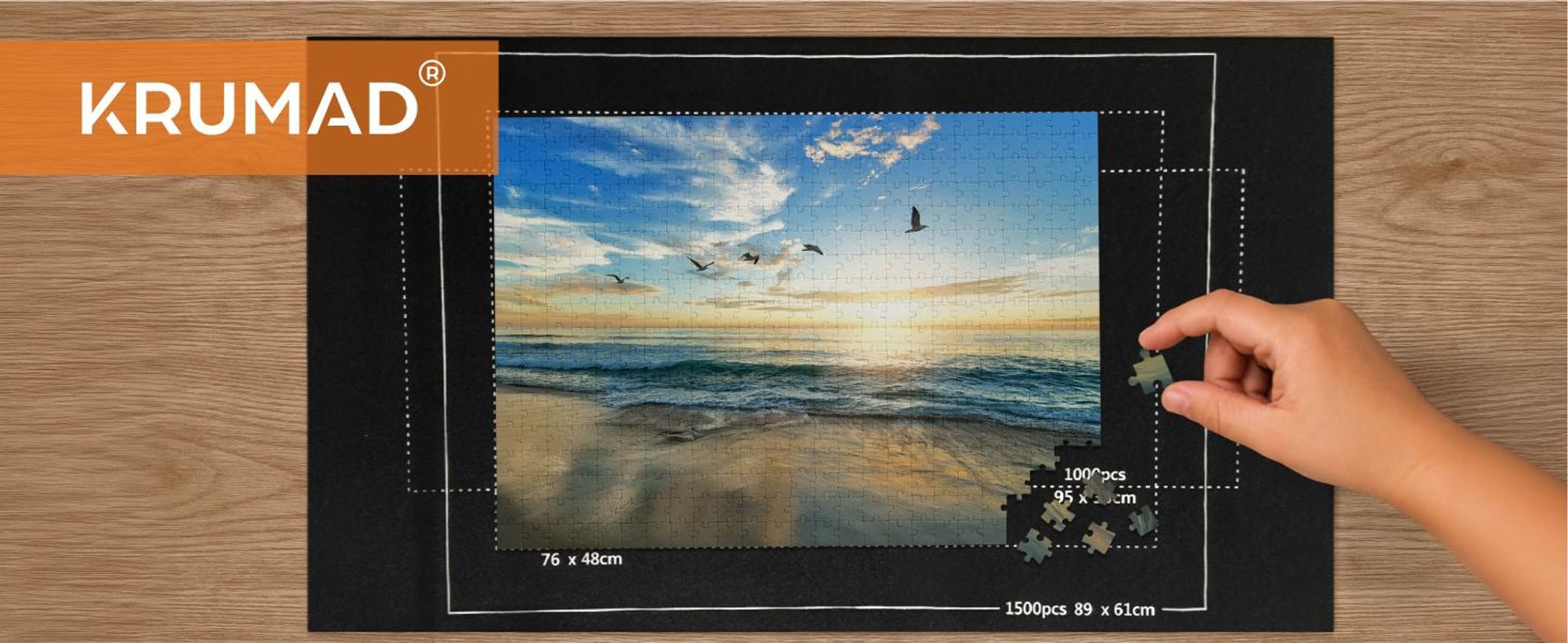 KRUMAD Puzzleunterlage Rollmatte zum Aufbewahren, Puzzlebrett Weiche Filzmatte, Puzzle Matte Roll 1000 teile aus Filz, Puzzle Pad 66 cm x 117 cm