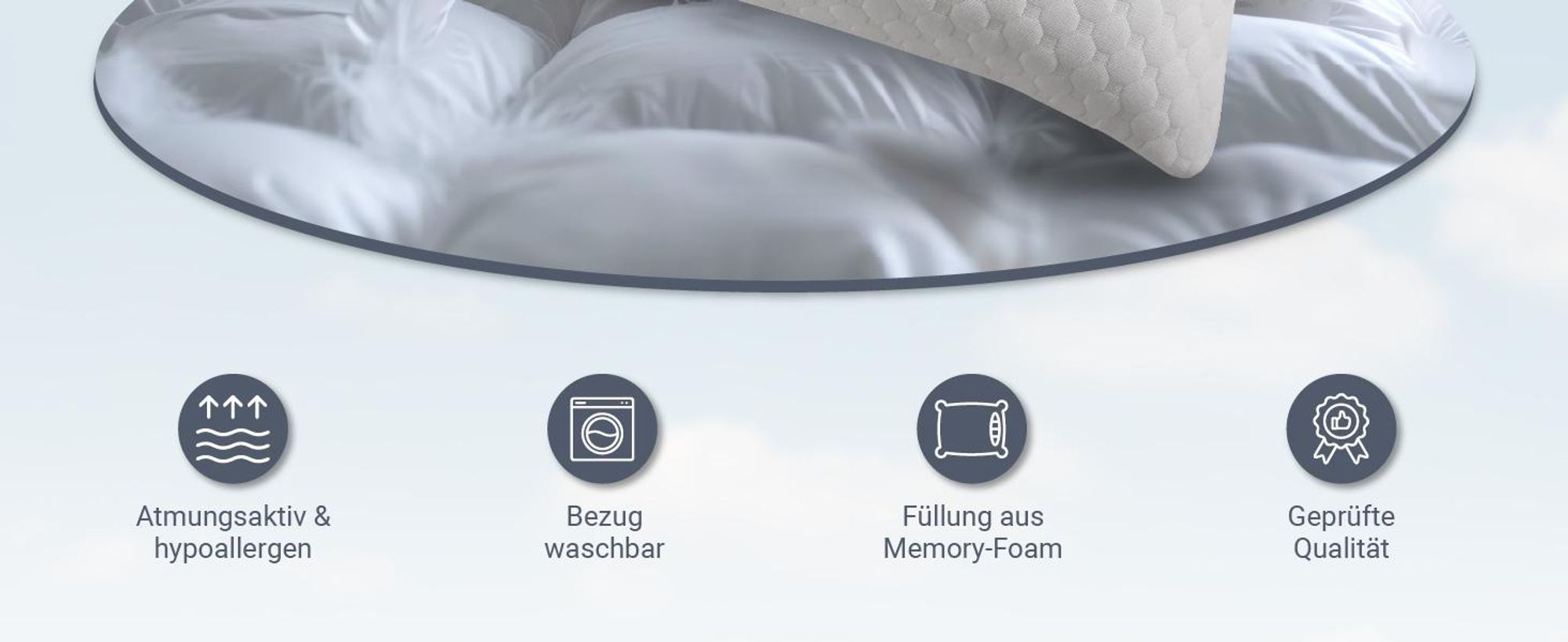 Juskys Kissen 40x60 cm für Bett - 2er Set Kopfkissen mit Memory-Foam Füllung - Weiß
