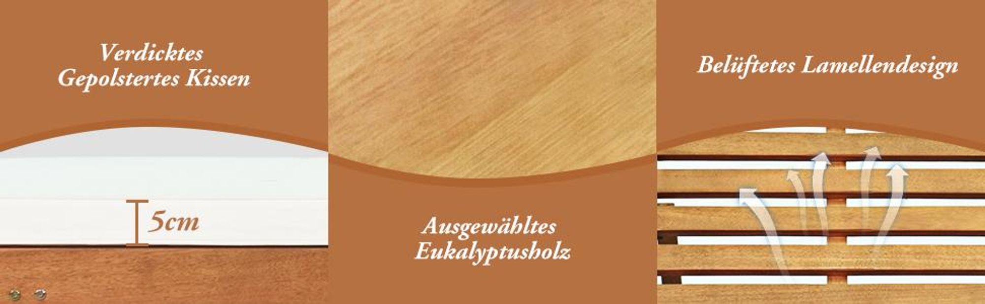 COSTWAY Sonnenliege mit Rollen & Auflage, Gartenliege mit Rückenlehne, Liegestuhl aus Holz, Balkonliege, Strandliege für Garten, Balkon & Terrasse