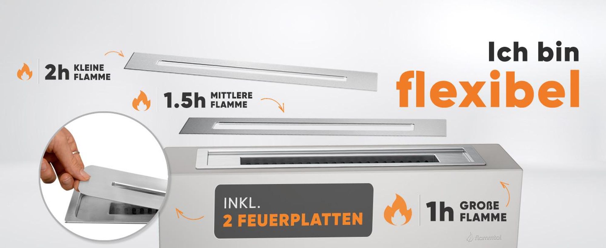 Flammtal Outdoor Bioethanol Tischfeuer XXL aus Beton, Hochwertiger Tischkamin mit verstellbarer Flamme – Tischkamin für Balkon, Terrasse & Garten