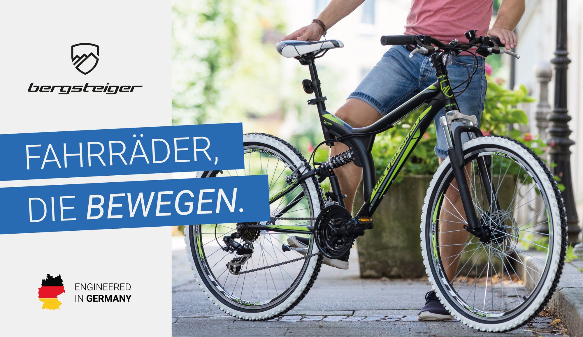 Bergsteiger Phoenix 26 Zoll Mountainbike, geeignet ab 160 cm, Scheibenbremse, Licht, Schutzblech, 21 Gang-Schaltung, Vollfederung