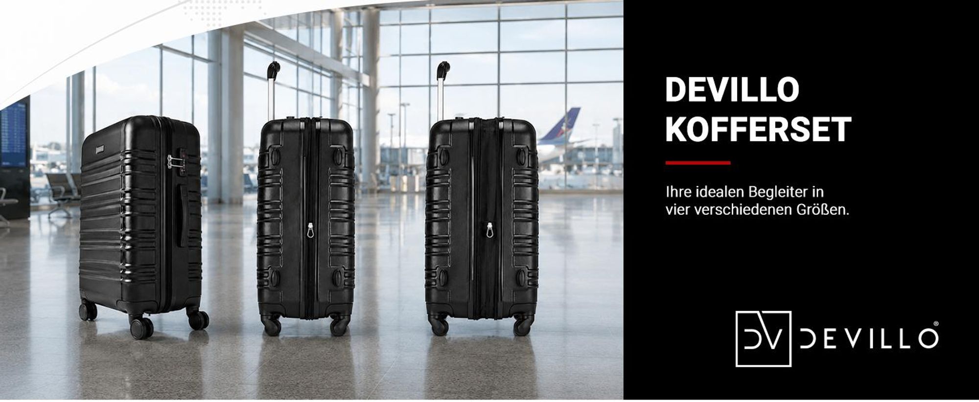 Devillo® Kofferset 4tlg. S-M-L-XL, Onyxblack - Trolley Koffer Reisekoffer Reisekofferset Gepäck Rollkoffer TSA 4 Rollen ABS-Hartschale Teleskopgriff