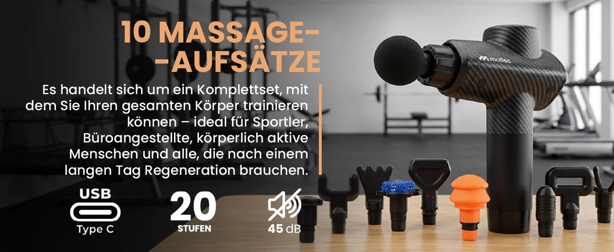 Massagepistole Massagegerät mit 20 Stufen und grosse Akku