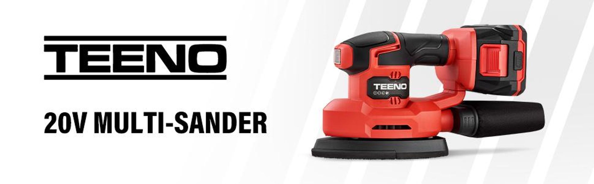 TEENO Ponceuse multifonction sans fil 3-en-1, 20V Ponceuse Delta avec 2A Batterie, 13000 tr/min Ponceuse de détail avec sac de Collecte de Poussière