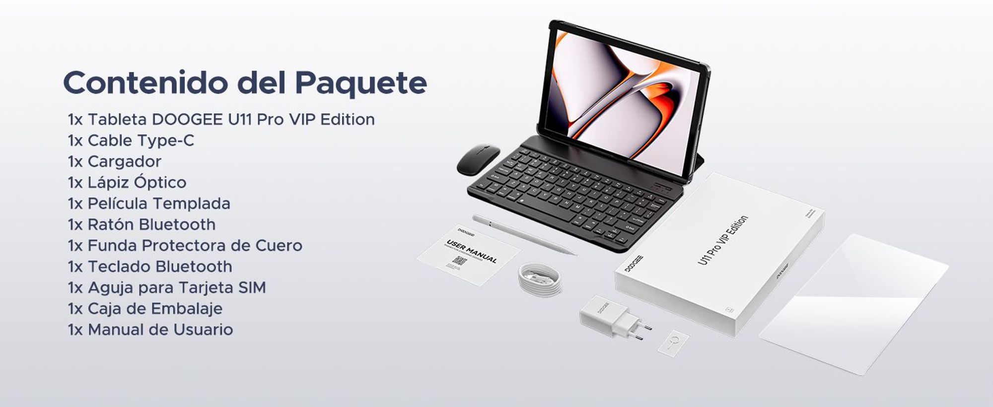 DOOGEE U11 Pro VIP Android 15, 11 Zoll, 30(6+24)GB+256GB(bis 2TB erweiterbar), 90Hz, 8580mAh, Zubehör-Set, Widevine L1, 5G WiFi