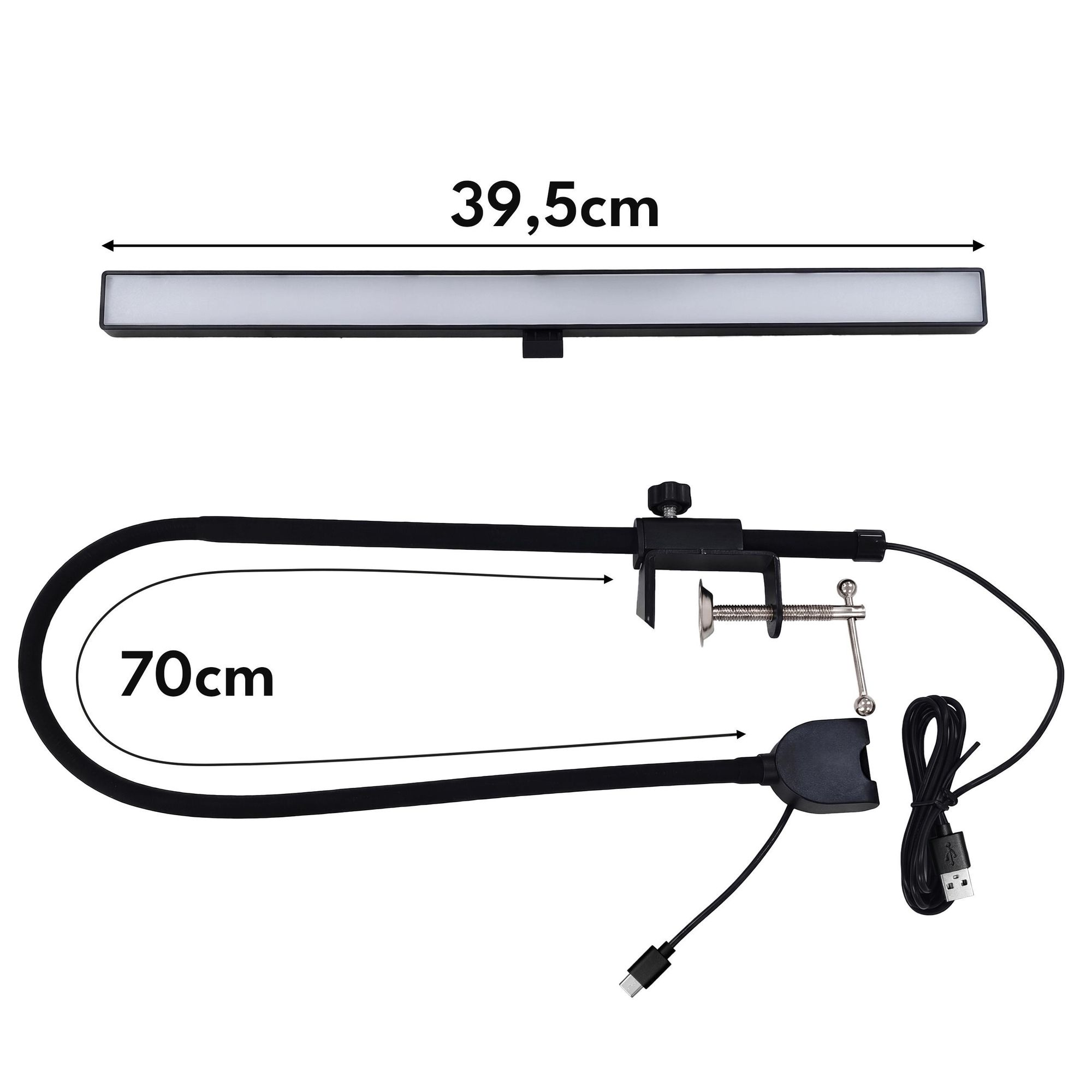 KRUMAD LED Schreibtischlampe, 5W, 3 Farbtemperaturen, verstellbar, energiesparend, moderne Klemmlampe für Büro, Lernen, Lesen, Schwarz