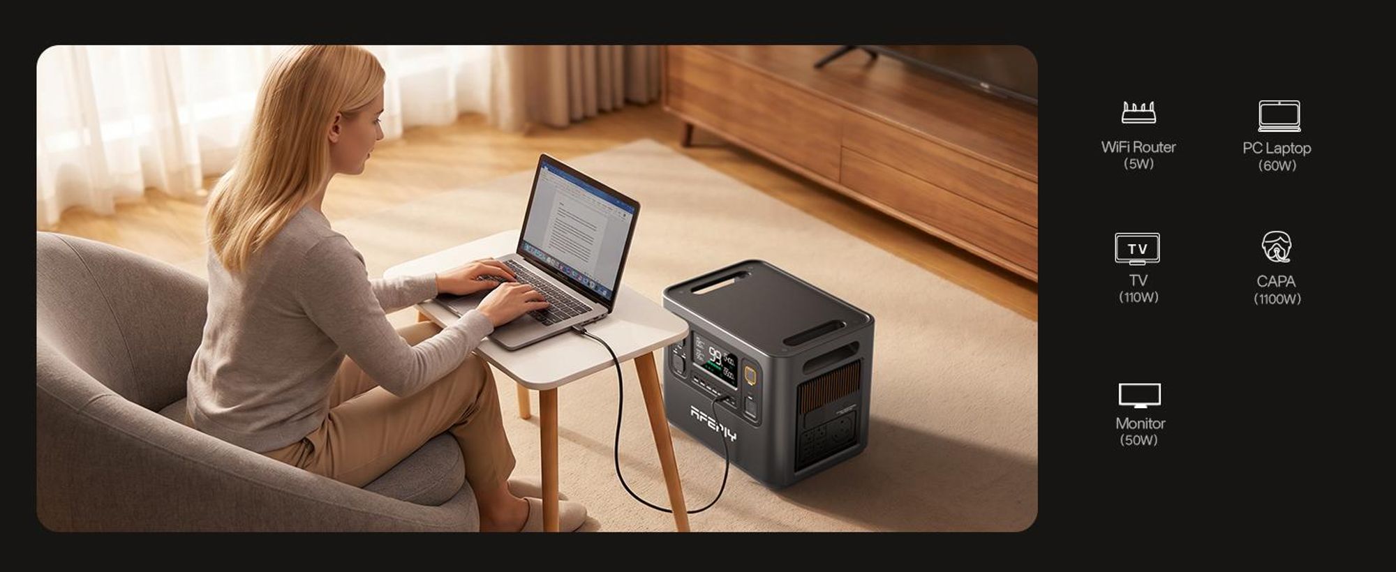 AFERIY P300 3000 W 2048 Wh Powerstation, 1200 W Solar, 1,5 h Schnellladung, erweiterbar auf 10,24 kWh, 220–240 V, für Camping und Zuhause