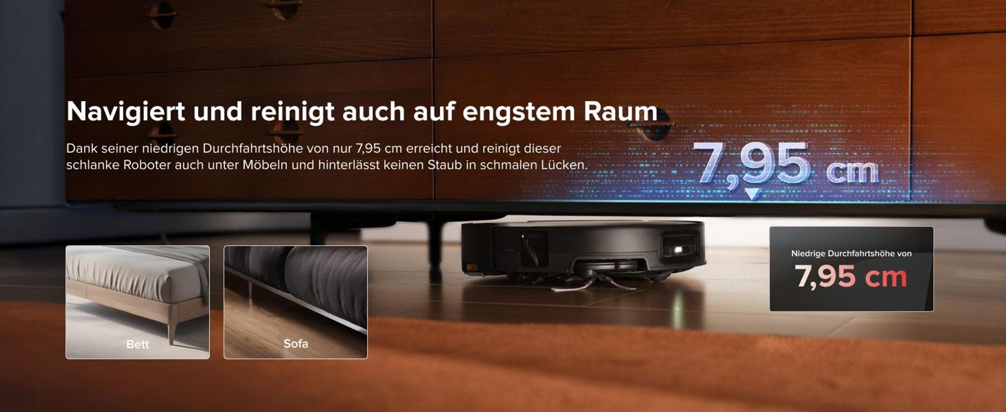 Roborock Saros 20 Sonic Staubsauger Roboter, 36.000 Pa Saugroboter mit Wischfunktion, Dual Anti-Tangle System, 7,98cm Ultra-Slim Design (Schwarz)