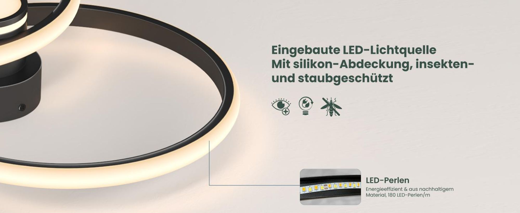 Mai & Mai LED Deckenleuchte Deckenlampe mit Fernbedienung 75cm, Stufenlos dimmbar 3000-6400K, Zimmerlampe 70W Schwarz Alivetta25037
