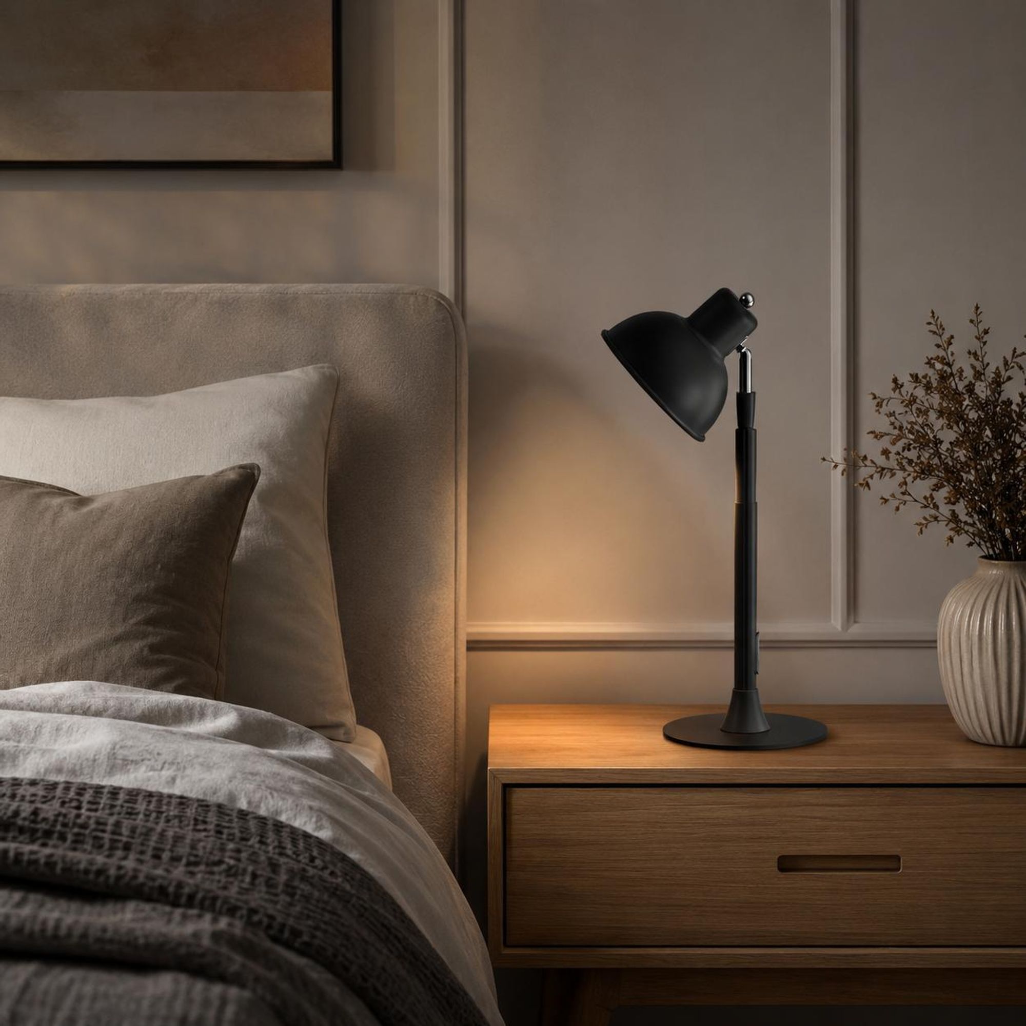 LED Tischlampe Höhenverstellbar 45-145cm - 2-in-1 Stehleuchte Schwarz mit USB Dimmbar 3 Lichtfarben 150° Drehbar Leselampe für Wohnzimmer Nachttisch