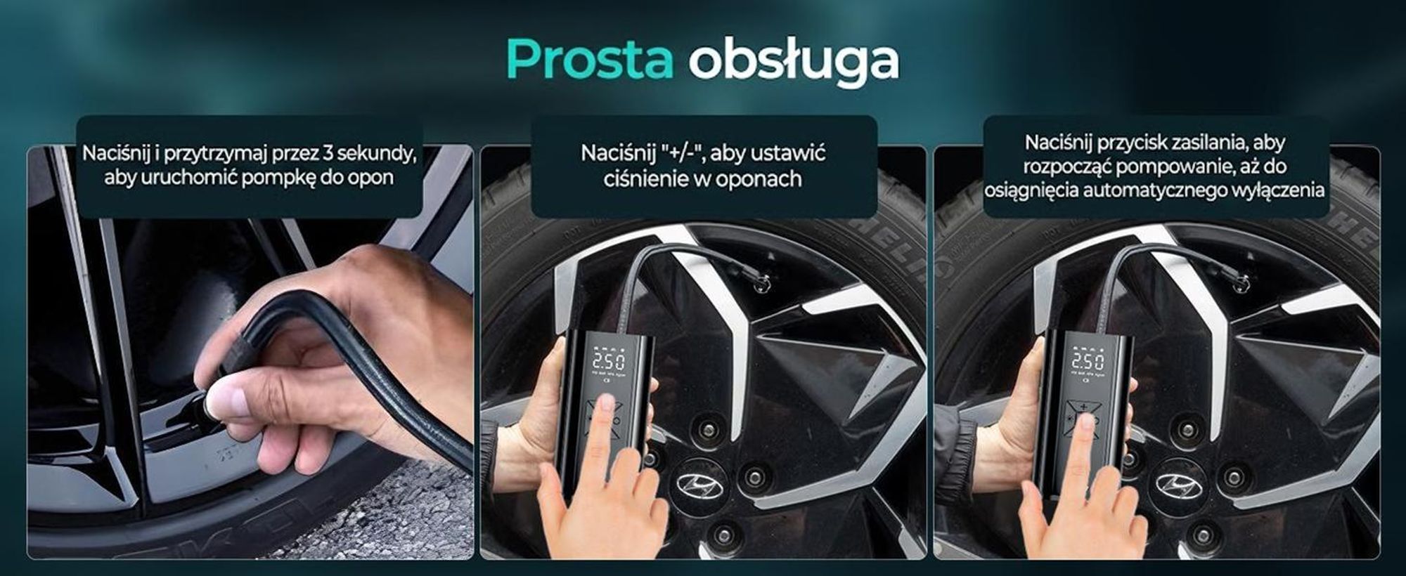 Kompresor powietrza Olvy 7000 mAh, mini pompka do opon, elektryczna pompka rowerowa, elektryczna pompka powietrza, mini kompresor do piłek rowerowych samochodowych