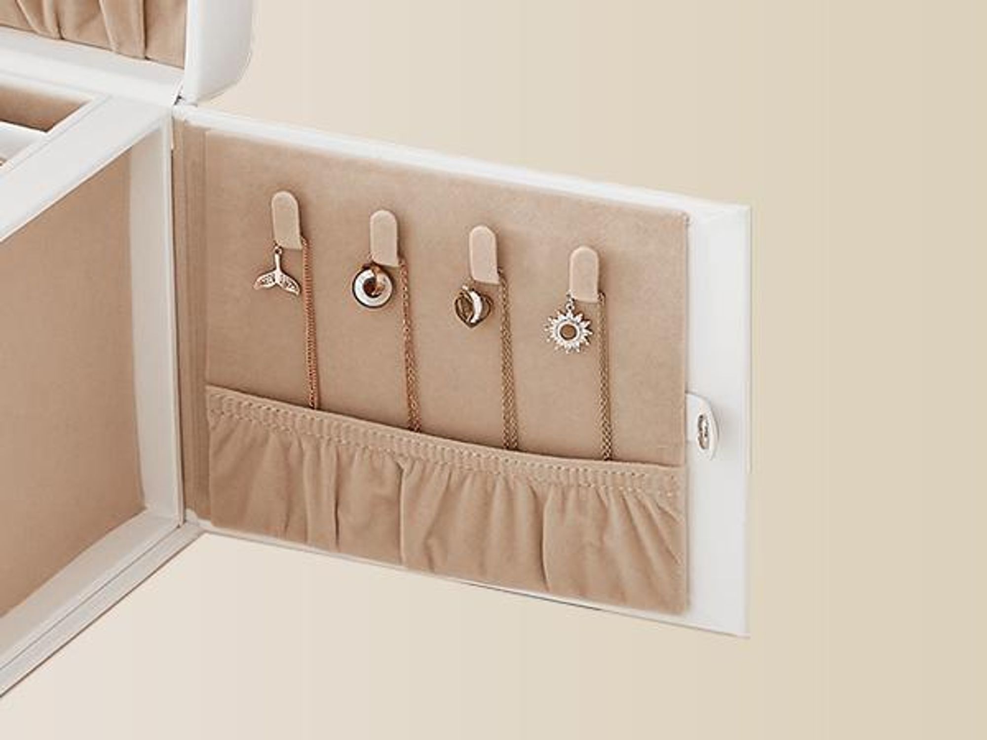 SONGMICS Schmuckkästchen 3 Ebenen, Schmuckschatulle mit 2 Schubladen, abschließbar