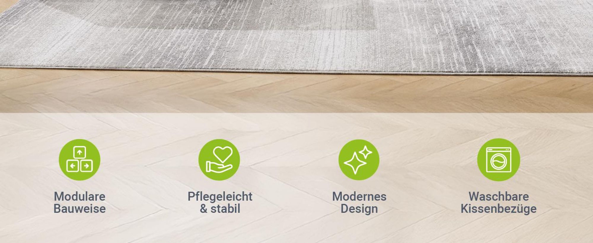 Juskys Sofa Coredo - Beige, moderne Couch aus Cord mit Kissen, Ottomane links