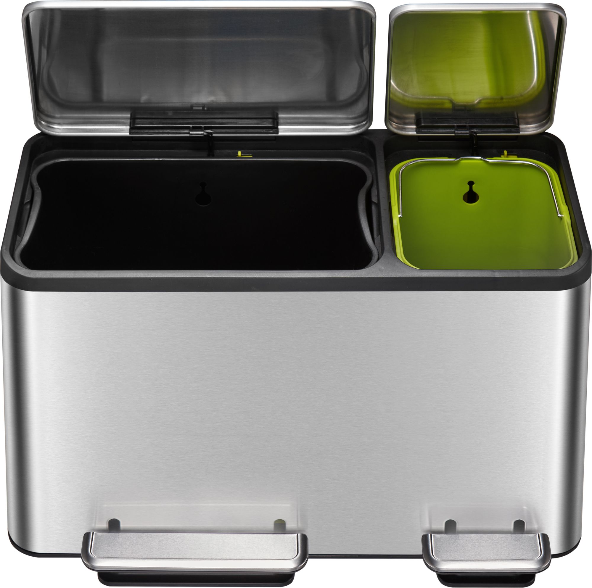 EKO - EcoCasa Recycler Treteimer 30+15 Liter - Stainless steel Plastic  - Matt Edelstahl