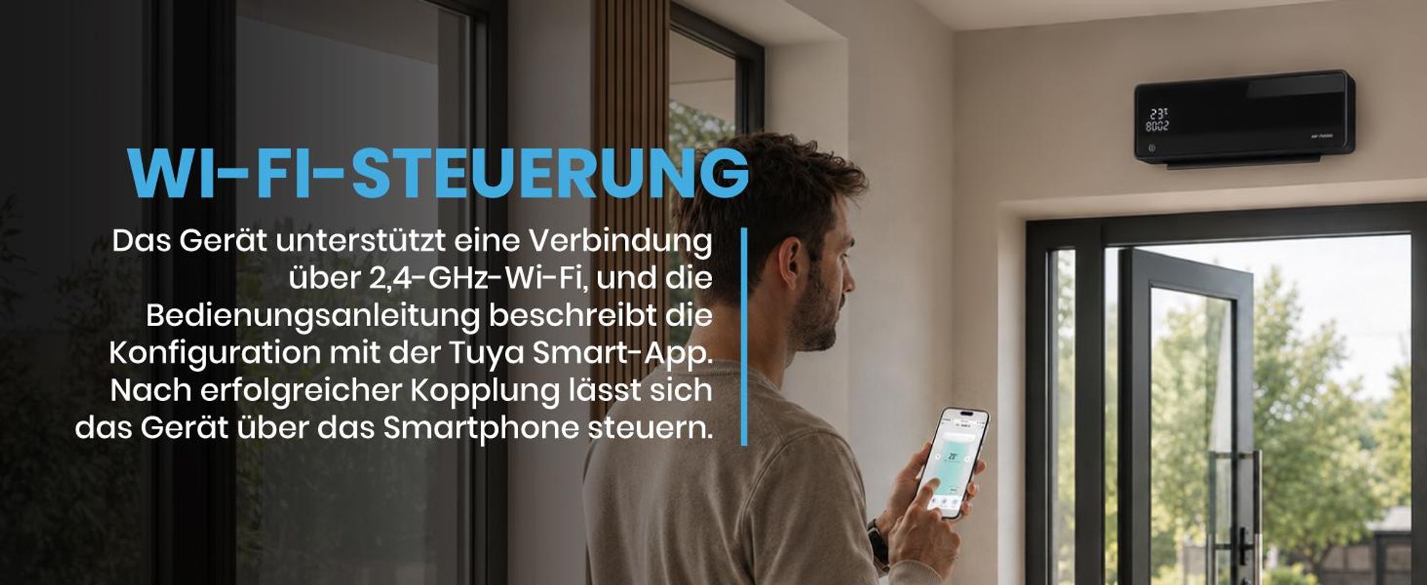 Schwarze Luftschleier Wandheizlüfter mit Fernbedienung