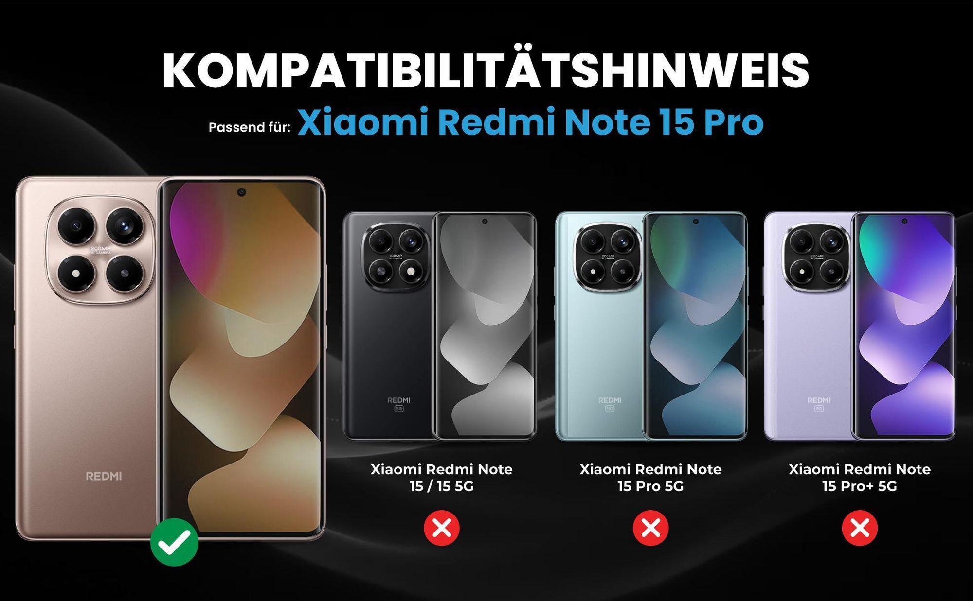Kompatibilitätshinweise Hülle für Xiaomi Redmi Note 15 Pro