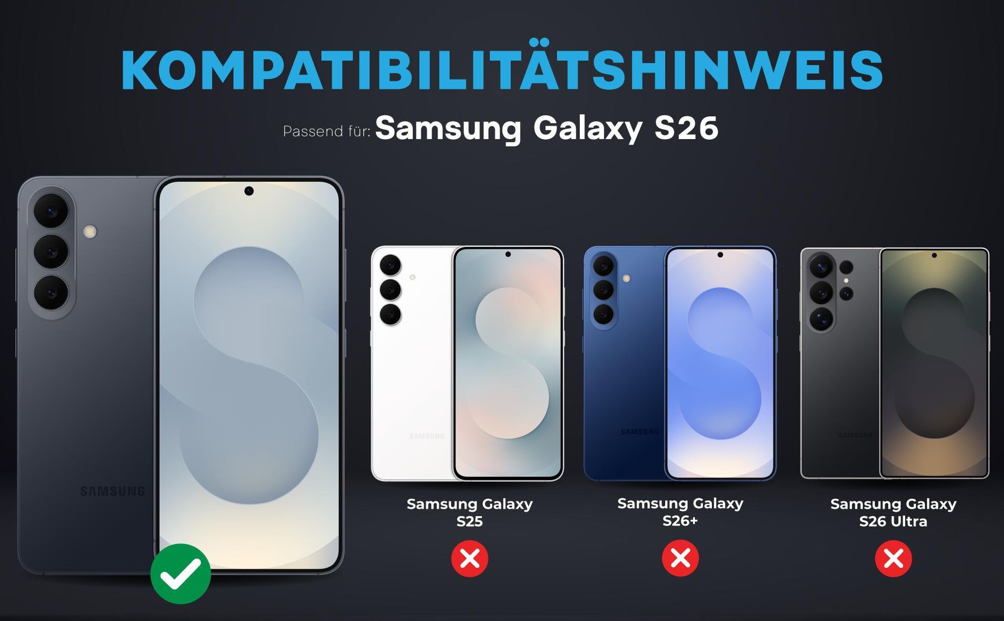 Kompatibilitätshinweise Kameraglas für Samsung Galaxy S26