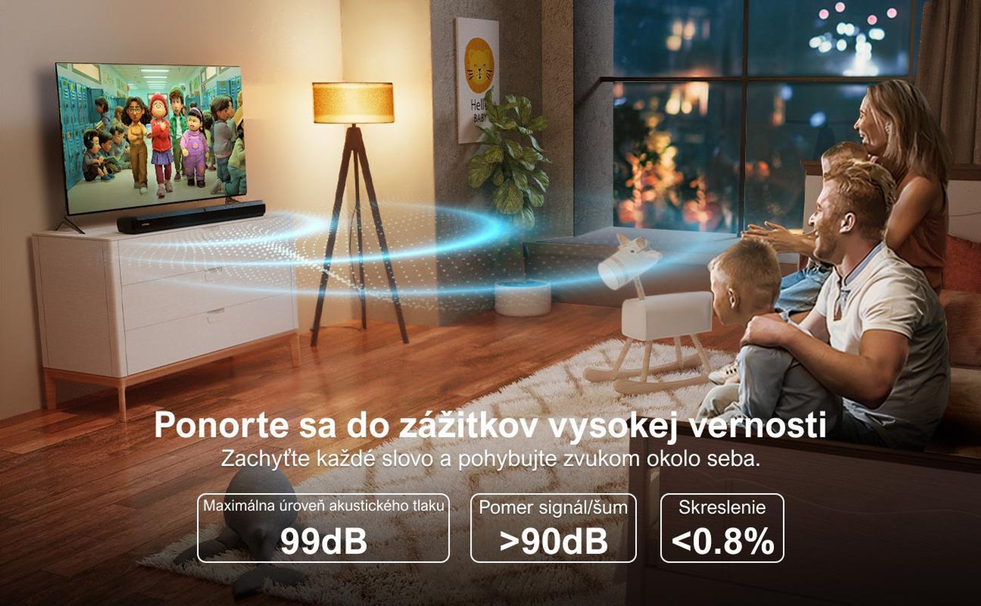 ULTIMEA 2.2-kanálový soundbar pre TV prijímače, deliteľný soundbar 2 v 1, Bluetooth® 5.3, 3 režimy EQ a nastaviteľné basy, ARC/Optical/Aux, Apollo S40