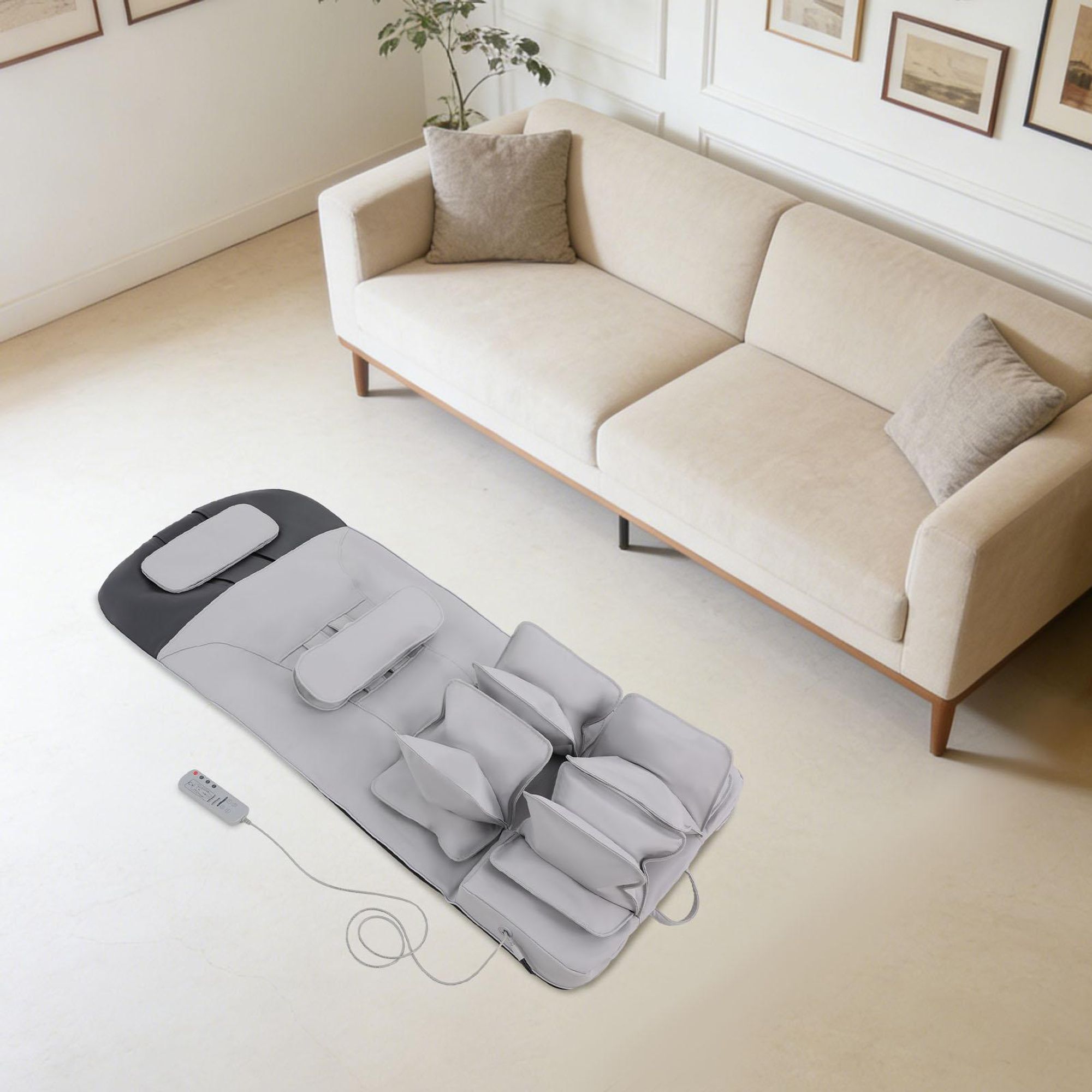 Ganzkörper-Massagematte, Massagematte mit Airbags, Ganzkörper-Stretch-Massagematte, Grau