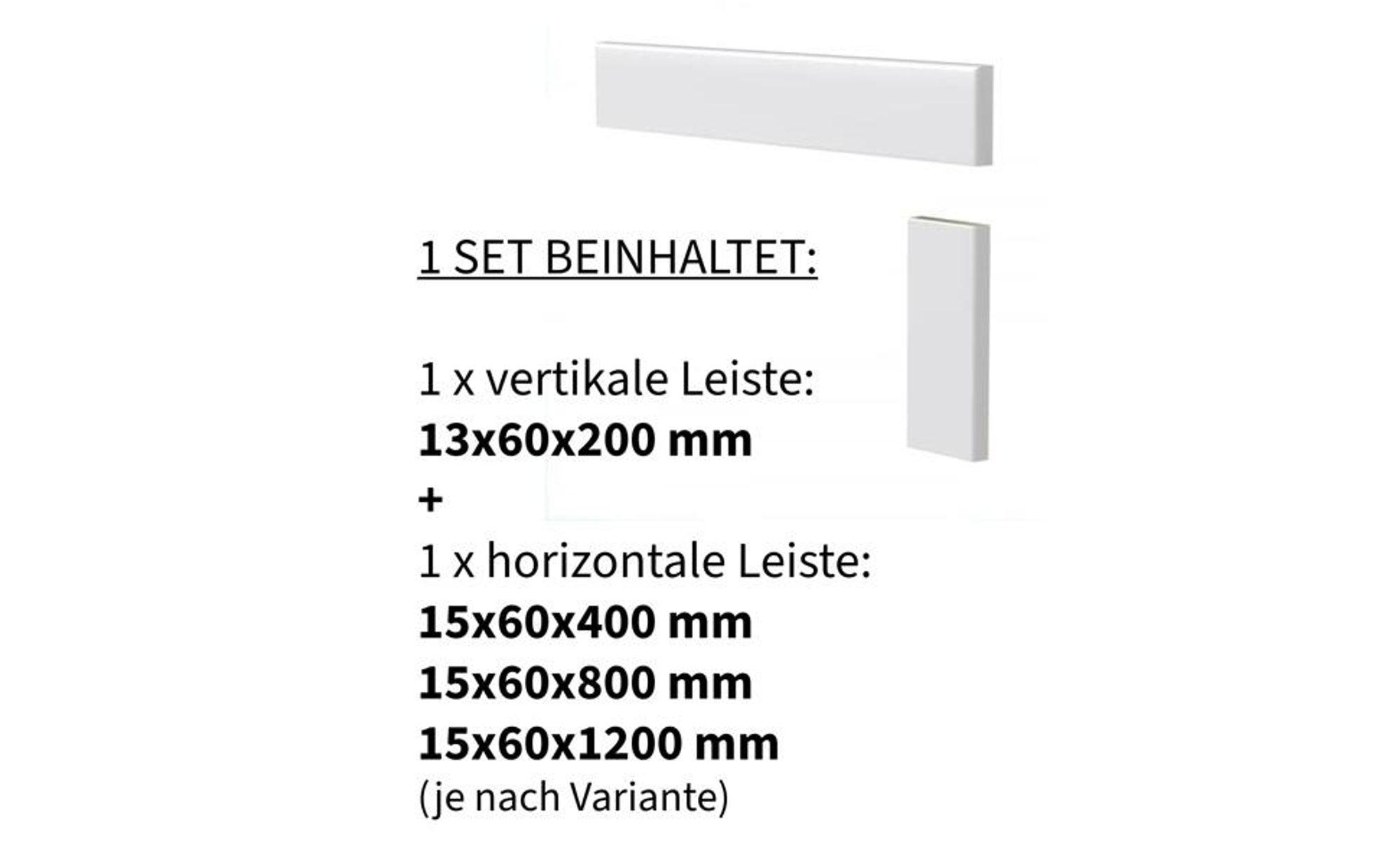Sellon24® Treppenleiste Weiß Treppenprofil 90 Grad Abdeckleiste Sockelleiste Wand Holzprofil MDF 15x60 mm weiss Treppen - SET 800 mm