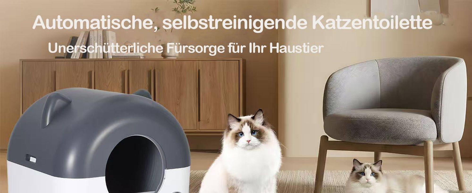 Selbstreinigende Katzentoilette 76L XXL Katzenklo mit App-Steuerung, für mehrere Katzen, 8-fach Anti-Klemm-Sensoren, geruchsarm, leise, LED-Nachtlicht