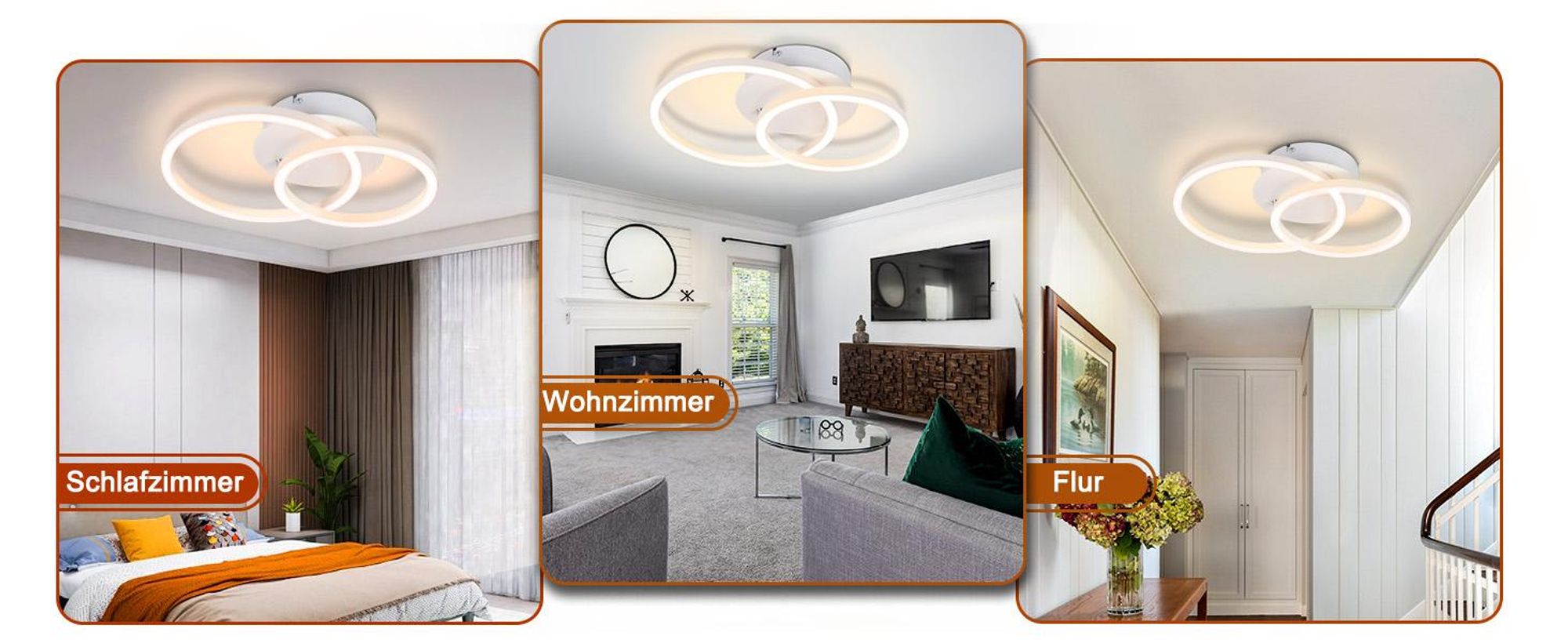Stropní svítidlo ZMH LED 24 W, 2 kruhy, bílé, otočné, do obývacího pokoje, kulaté, do ložnice, 3000 K, teplá bílá, do kuchyně a obývacího pokoje