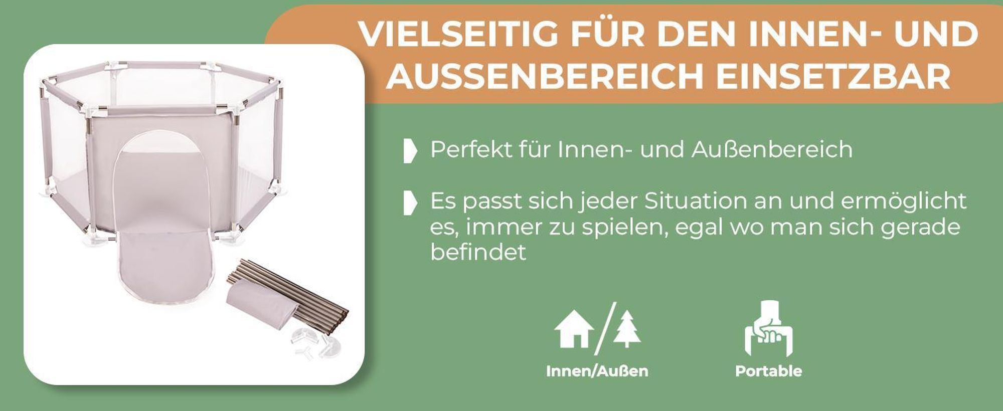 Selonis sechseckiger laufstall mit 100 bälle laufgitter für kinder, grau:perle/grau/transparent/puderrosa