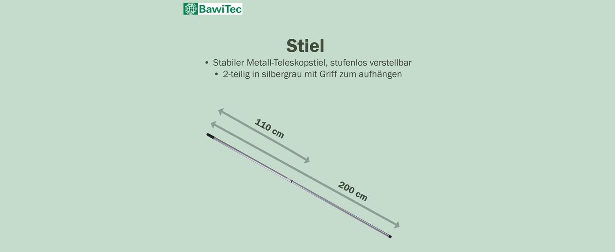 BawiTec Großraumschrubber harte Borsten Breite 40cm mit Teleskopstiel 200cm Lang Schrubber Stiel ausziehbar