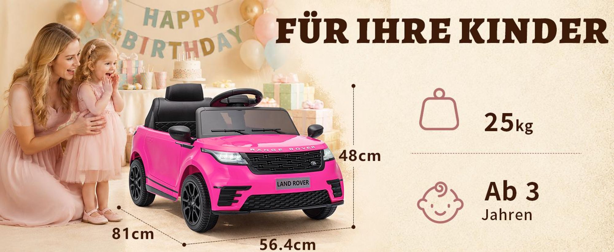 12V 4.5A.h LAND ROVER Velar Elektroauto Kinderauto,mit 2,4G Fernbedienung, LED Scheinwerfer, MP3, Hupe und Musik