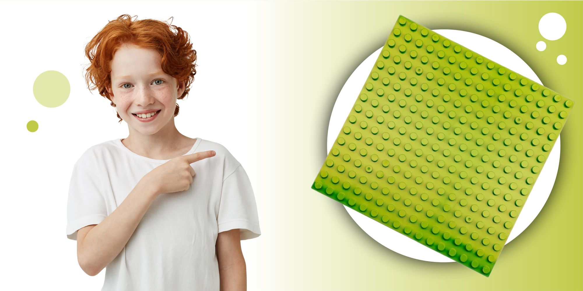 Bauplatte 16x16 große Noppen, Grundplatte kompatibel mit gängigen Bausteinen, 25,5 x 25,5 cm, EVI KIDS, Hellgrün