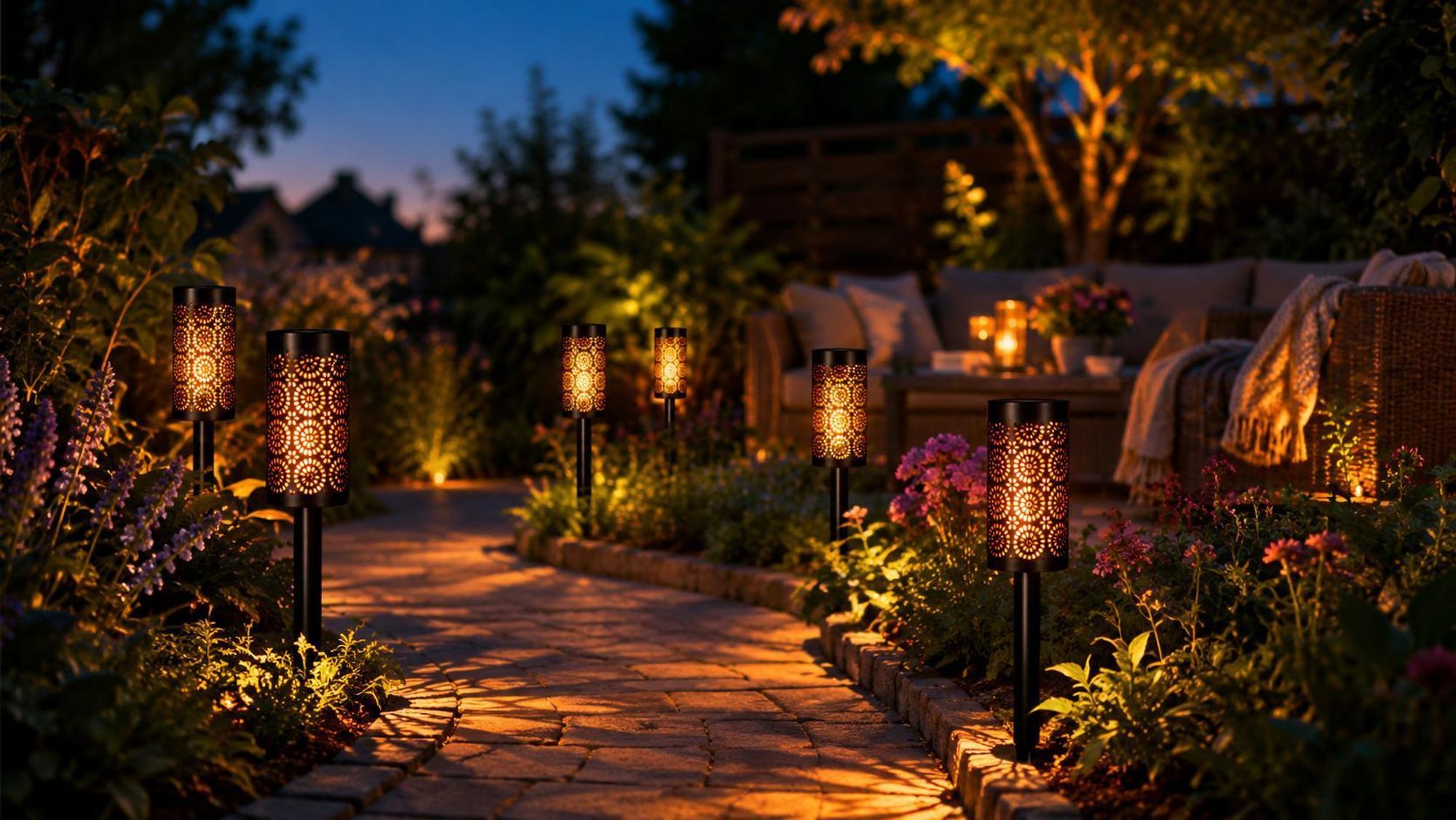 MasterLED 4er Set LED Solar Gartenfackel 39cm mit Flammeneffekt IP44 für Garten
